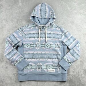 Life Is Good Sweatshirt XS Blue Geo Simply True Fleece Hoodie‎ Southwestern